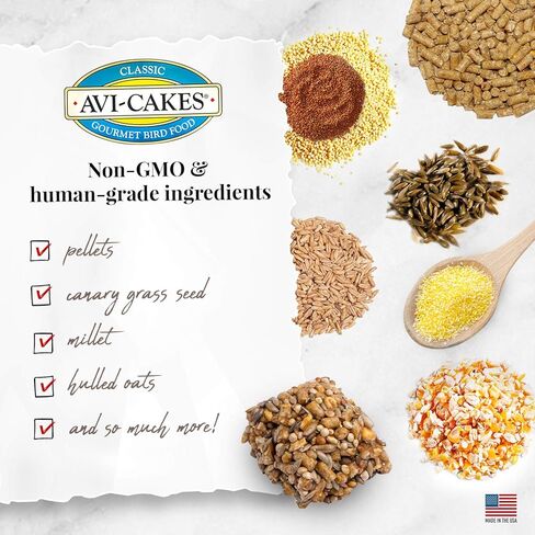 LAFEBER'S Classic Avi-Cakes Pet Bird Food, Made with Non-GMO and Human-Grade Ingredients, for Cockatiels Conures Parakeets (Budgies) Lovebirds, 20 lb in Saudi Arabia