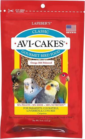 LAFEBER'S Classic Avi-Cakes Pet Bird Food, Made with Non-GMO and Human-Grade Ingredients, for Cockatiels Conures Parakeets (Budgies) Lovebirds, 20 lb in Saudi Arabia
