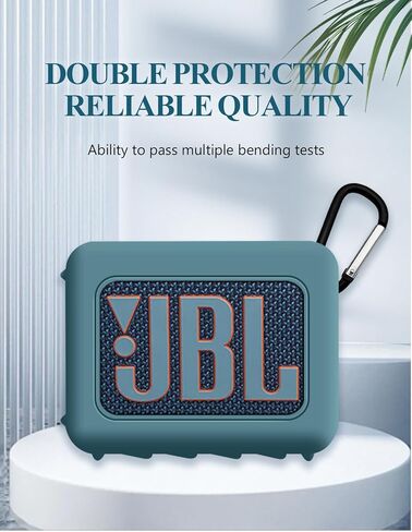 غطاء حافظة لمكبر صوت بلوتوث محمول JBL GO4، غطاء حماية كامل من السيليكون مع غطاء سلسلة مفاتيح، غطاء مكبر صوت بلوتوث محمول مقاوم للصدمات JBL GO4 للنساء والرجال - أزرق فاتح in Saudi Arabia