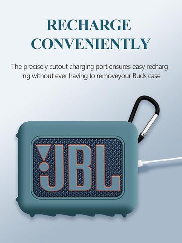 غطاء حافظة لمكبر صوت بلوتوث محمول JBL GO4، غطاء حماية كامل من السيليكون مع غطاء سلسلة مفاتيح، غطاء مكبر صوت بلوتوث محمول مقاوم للصدمات JBL GO4 للنساء والرجال - أزرق فاتح in Saudi Arabia