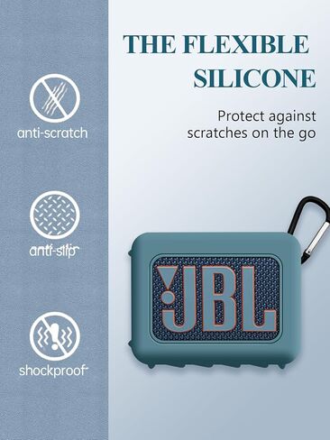 غطاء حافظة لمكبر صوت بلوتوث محمول JBL GO4، غطاء حماية كامل من السيليكون مع غطاء سلسلة مفاتيح، غطاء مكبر صوت بلوتوث محمول مقاوم للصدمات JBL GO4 للنساء والرجال - أزرق فاتح in Saudi Arabia