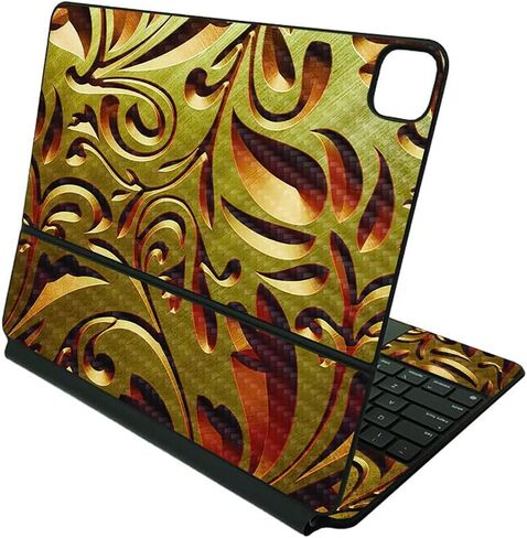 MightySkins Carbon Fiber Skin Compatible with Apple Magic Keyboard for iPad Pro 12.9" (3rd-6th Generation) - Black Diamond Plate | Protective, Durable Textured Carbon Fiber Finish | Made in The USA in Saudi Arabia