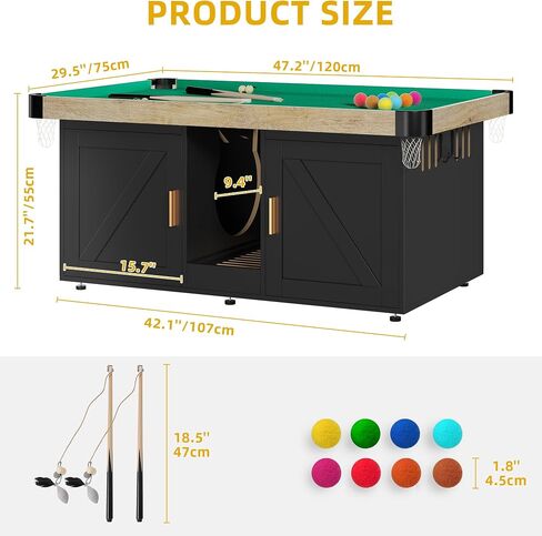 DWVO 4 in 1 Cat Toys Mini Pool Table for Cats, Litter Box Enclosure for Cat Pool Table Tower with Feather Wand Interactive Exercise Play Rest Beds & Litter Box Furniture, Black, Medium in Saudi Arabia