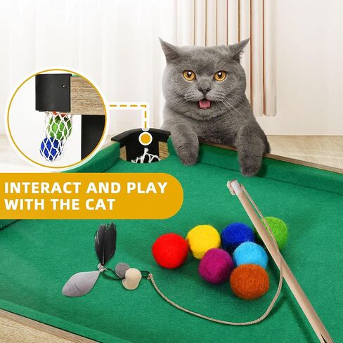 DWVO 4 in 1 Cat Toys Mini Pool Table for Cats, Litter Box Enclosure for Cat Pool Table Tower with Feather Wand Interactive Exercise Play Rest Beds & Litter Box Furniture, Black, Medium in Saudi Arabia
