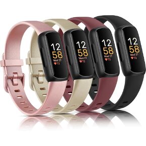 4 قطع من أحزمة Fitbit Inspire 3 للنساء والرجال، سوار معصم من السيليكون الناعم وحزام بديل رياضي لـ Fitbit Inspire 3 لتتبع اللياقة البدنية