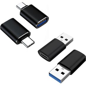 USB C to USB Adapter, USB 3.0 Type-C Male to USB Female, USB C Female to USB Male Adapter OTG Converter for PC/PS4/Camera/Laptop/TV/Projector/Monitor, Silver(Set of 4)