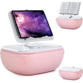 elitehood Tablet Pillow Stand, Foldable iPad Stand for Lap, Adjustable Tablet Bed Holder for Reading, iPad Pillow Pad for 4.7"-15.6" Tablets, iPad Pro 11, 13, Air, Kindle, Galaxy Tab, Books, Pink