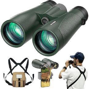15X56 Professional UHD Binoculars for Adults High Powered with Phone Adapter and Harness, Super Bright Waterproof Binoculars for Hunting Stargazing Bird Watching Hiking Travel
