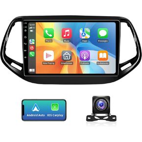 5G-WiFi (4G+32G) Android 13 Car Stereo Radio for Jeep Compass 2017 2018 2019 2020, 10 Inches IPS HD Touch Screen Car Radio Wireless CarPlay Android Auto, GPS FM/SWC Bluetooth Backup Camera
