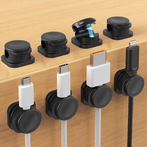 Cord Organizer, 8 Pack Magnetic Cable Clips for Desk Management, Strong Adhesive Phone Charger Cord Holder Wire Holder Keeper for Nightstand Office Wall Car
