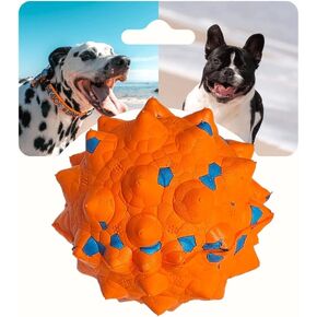 Tough Dog Toys for Aggressive Chewers & Teething Puppies, Bouncy Balls for Medium Dogs, Durable Pet Toys, Floating Dog Balls for Water Play (Orange-Blue-Set)