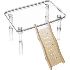 Hamster Platform Acrylic Small Animal Play Activity Resting Stand Climbing Cage Toy with Ladder for Dwarf Syrian Hamsters Gerbils Mice Sugar Glider