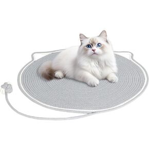 وسادة خدش للقطط، مقاس 23.6 بوصة × 23.6 بوصة، لوحة حصيرة خدش للقطط مصنوعة من حبل قطني مع خطاف تعليق على شكل أذن وكرة لعب، واقي أثاث خدش القطط للحوائط والأريكة والسجاد والأريكة، رمادي in Kuwait