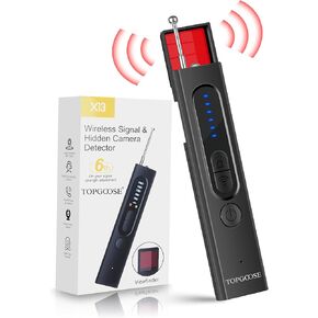 كاشفات الكاميرا الخفية TOPGOOSE، كاشف إشارة الترددات اللاسلكية، كاشف تعقب GPS، كاشف جهاز الاستماع، كاشف مكافحة التجسس، مكنسة إلكترونية للكشف عن الأخطاء، حساسية 5 مستويات، وقت عمل 30 ساعة