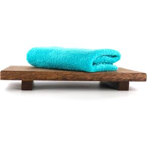 Wood Pedestal Stand & Risers - 9" Wooden Display Stand for Sink Caddy, Soap Tray, & Dish Soap Holder - Bathroom & Kitchen Counter Decor - Antique Walnut Farmhouse Style Tray (9 * 6)