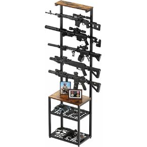 Gun Rack, Floor Rifle Rack Holds up 5 Guns, Indoor Gun Rack for Wall Mount Gun Display Stand Gun Storage Organizer Rifle Holder Hunting Gun Shelf