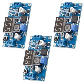 LM2596 DC-DC Buck Power Converter Module, AYWHP 3 PCS Adjustable 4-40V to 1.5-35V Premium Solid Capacitor Buck Converter with LED Voltmeter Display