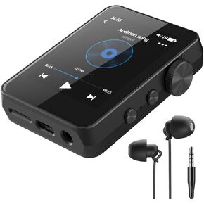 MP3 Player with Sleep Headphones Built-in Sleep Music Bluetooth 5.3. Portable Music Player, 2.4-inch Touch Full Screen with Speakers, FM Radio, Voice Recorder (with 32GB) Max 256GB Expand