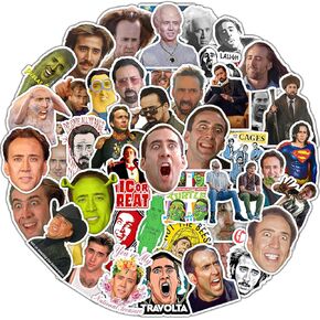 52Pcs Nicholas Cage Stickers, Nicholas Cage Gifts, Meme Sticker Decals for Car Laptop Phone Water Bottle Guitar Helmet Notebook