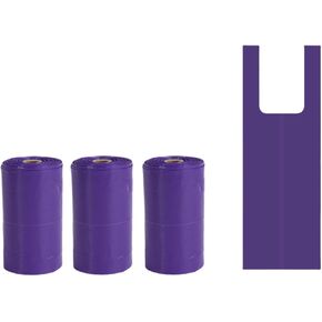 Biodegradable Dog Waste Bags with Easy-Tie Handles,Leak-proof and Extra Thick Poop Bags for Cats, Dog Poop Waste Bags with Leash Tie,3 Pack of 15, 45 Count(Purple, 3 Rolls)