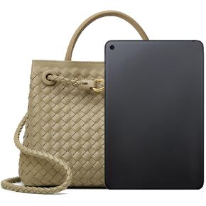 Woven Bag for Women Shoulder Purse: Vegan Leather Handbag - Handmade Tote Bag - Elegant Satchel Bag with Bowknot