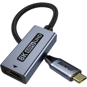 BENFEI USB C to HDMI 2.1 Adapter (8K@60Hz, 4K@240Hz, Aluminum Shell, Nylon Braided) Compatible with iPhone 15/16 Pro/Max, MacBook Pro/Air 2023, iPad Pro, Surface Book 2 More