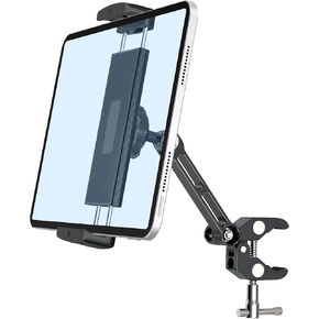 CreaDream Tablet Holder Mount for Spin Bike, Tablet Mount Clamp for Stationary Bicycle Treadmill Stroller Indoor Bike Peloton Elliptical, Compatible with 4-13" Tablet iPad Pro Air Mini, Galaxy Tab