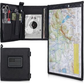 LIVANS Tactical Map Case Military Map Pouch Holder Army Map Protector Foldable Map Storage Bag Multifunctional for Outdoors or Hiking - 13"x10" Clear Viewing Area,1001D Oxford + Waterproof TPU