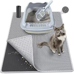 Kitten Owners Cat Litter Box Set Cat Box and Large Litter Mat with Cat Litter Scoop and 100 Pcs Litter Bags Enclosed Litterbox 12.2"x 15.4"x 3.9"