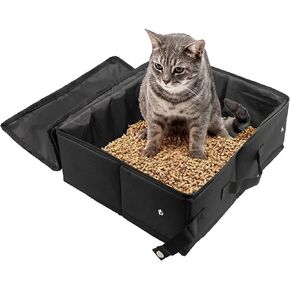 Portable Cat Travel Litter Box with Zipped Lid, Foldable Travel Litter Box, No Leakage, No Smell, Waterproof, Easy to Carry, Easy to Use in Hotels, Car