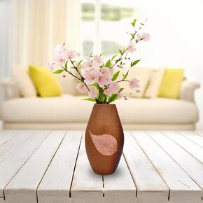 Ceramic Flower Vases, Bud Vases – Hand-Glazed with Exquisite Leaf Motif for a Unique, Living Room, Shelf, Coffee Table, Table centerpieces, Dining Table, Window Home Décor Touch (C)