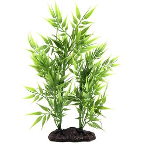 Aquarium Decoration,Plastic Bamboo Leaves Plant Decoration for Aquarium Fish Tank 9.1Inch (Green)