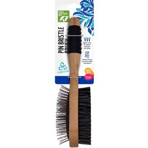 Only Natural Pet Pin & Bristle Brush with Bamboo Handle for Dogs - Double Sided Boar Hair and Nylon Bristles for Grooming, Detangling, and Shedding - Short, Medium or Long Hair