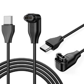 2 Pack USB C Charger Compatible with Garmin Watch Charging Cable for Garmin Vivoactive 5 4 4S 3, Fenix 5 5S 5X Plus 6 6S 6X Pro 7 7S 7X, Forerunner 945 935 245, Venu Sq Music 2 2S (Black+Black)