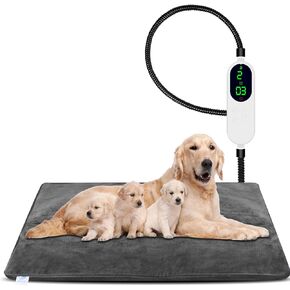 ENJOY PET Heating Pad, X-Large 35.4x23.6in, 12 Level Temperature for Cats Dogs, Indoor Pet Bed Mat with Iron Chew Resistant Pipe, Long-Time Working, Auto Power Off