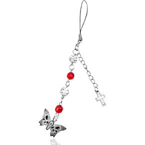 Meefisher Gothic Cross Vintage Y2K Phone Charm Aesthetic Heart Wing Butterfly Accessories String for Bag Purse