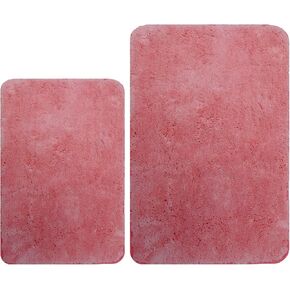 Microfiber Bathroom Rugs and Mats Sets 2 Piece,Non-Slip Bath Rugs, Machine Washable Absorbent Bath Mats for Bathroom Floor, Shower (Brown, 16''x24'' Plus 20''x32'')