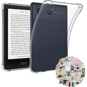Clear Case for 6 inch Kobo Clara Colour/Clara BW/Kobo Clara 2E eReader/ 2in 1 Case with 50 Stickers,Lightweight and Scratch-Proof Silicone Back Cover