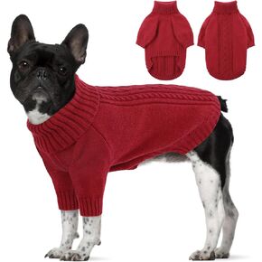 SAWMONG Dog Sweater for Large Dogs, Turtleneck Knitted Pullover Sweater Sweatshirt, Classic Winter Warm Pet Sweater for Boy Girl Cat Sweater (Red, L)