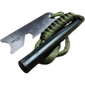 Ferro Rod Outdoor Survival Tire Fire Starter Carabiner Clip Used Bottle Opener, Ruler, Saw