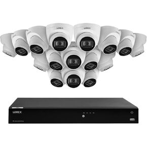 16-Channel Fusion NVR System with 4K (8MP) IP Dome Cameras with Listen-In Audio 16