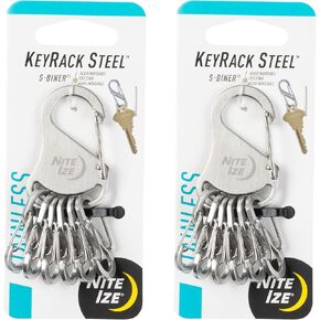 Nite Ize KeyRack Steel S-Biner - Heavy-Duty Carabiner Clip for Keys - KeyRack Holder Clip with Small S-Biners - Stainless Steel Key Clip Organizer Accessories - 2 Pack