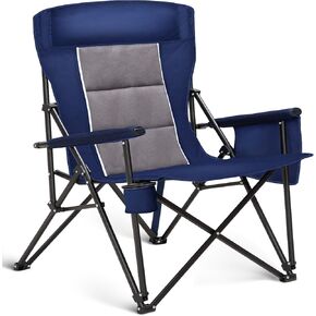 ALPHA CAMP Heavy Duty High Back Camping Chairs with Cup Holder Oversized Folding Chair Outdoor Chair with Headrest,Lawn Chair with Side Pocket for Lawn, Sports and Fishing, 500lbs,1PC