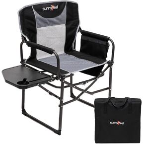 SUNNYFEEL Oversized Camping Directors Chair 2 Pack, Portable Folding Lawn Chairs for Adults Heavy Duty with Side Table,Pocket for Beach, Fishing,Picnic,Concert Outdoor, Foldable Camp Chairs