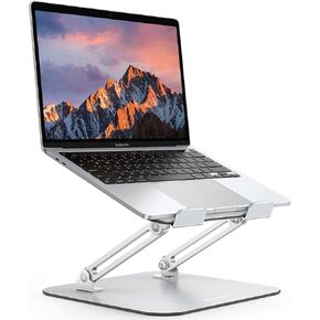 OMOTON Laptop Stand for Desk, Ergonomic Metal Adjustable Laptop Stand, Laptop Holder Riser with Cooling Function, Computer Stand Compatible with MacBook and All Laptops (10-17.2 inch), Silver