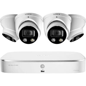Lorex Technology Lorex N4K2SD-84WD 4K Smart Deterrence Surveillance System Featuring N842A82 2TB 4K Fusion NVR and 4 E892DD 4K Two-Way Audio Smart Motion Detection Dome Cameras
