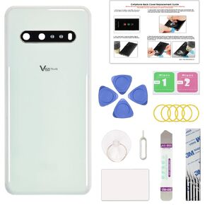 GREEN FUSION Compatible with LG V60 ThinQ 5G Back Cover Replacement, V60 Back Housing Door with Pre-Installed Camera Lens for All Carriers, Includes Repair Tools & Instruction, Classy White