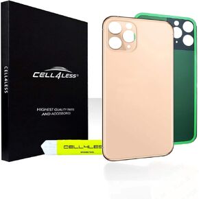 Cell4less Back Glass Replacement Kit for The iPhone 11 Pro Max ~ Rear Back Glass w/Removal Tool NO Logo (Silver)