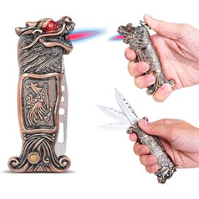 Lighter, Windproof Dragon Gas Lighter, Cool Design for Gift, Exquisite Packaging, Refillable Butane Lighters, Suitable for Festivals, Birthdays, Gifts for Men (Tap)