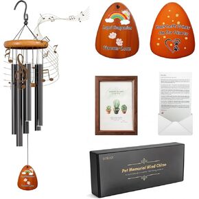 Dog Memorial Gifts for Loss of Dog, Pet Memorial Wind Chimes with Frame, Personalized Sympathy Remembrance Gift in Memory of Dog Cat (28" Black)